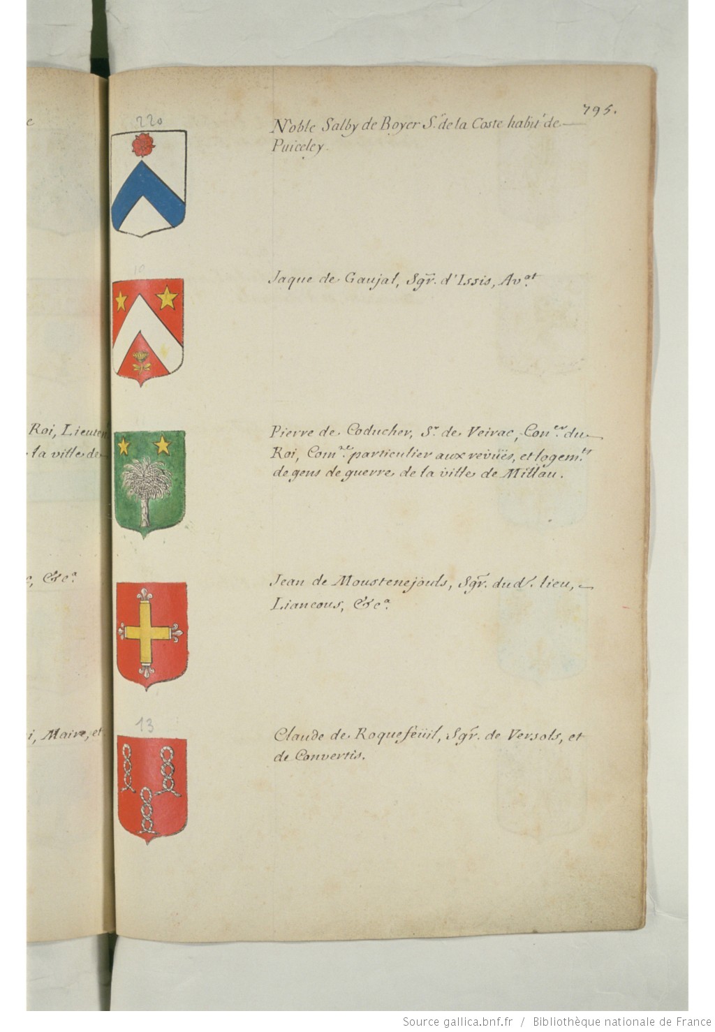 Extrait de l'Armorial général de France, édit de 1696 (BnF, Gallica)
